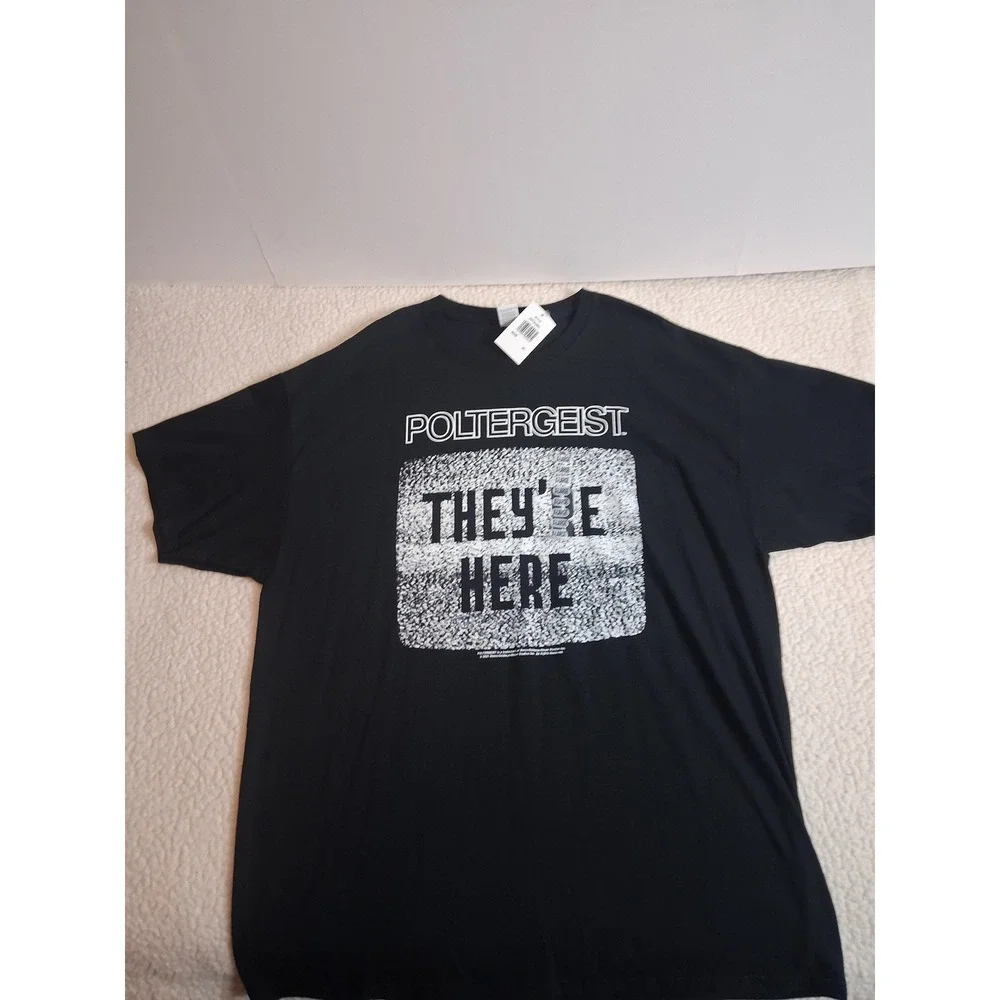 Poltergeist Movie They're Here Static Graphic T-Shirt Mens XL Black Horror NWT